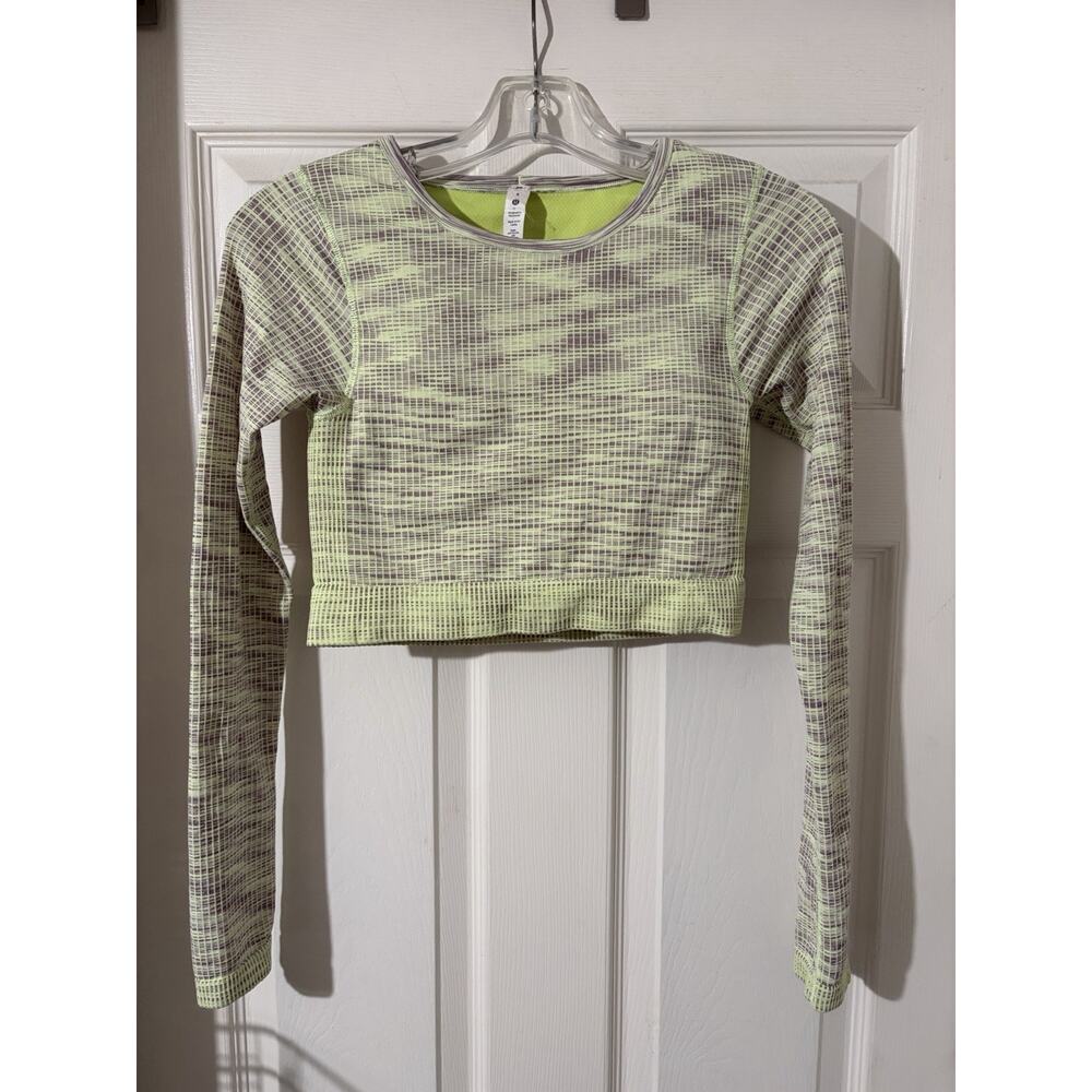 Lululemon Ebb to Street Cropped Long Sleeve Shirt Sz 6 Moonlit Magenta W3FQIS